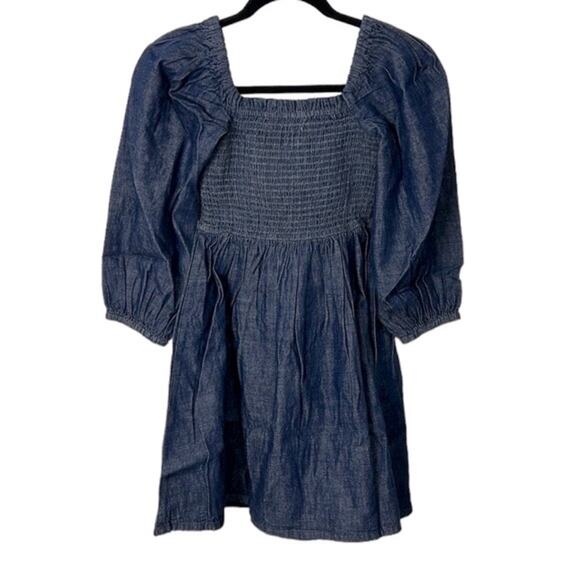 J.Crew Smocked puff-sleeve dress in chambray women’s size XXS - Picture 7 of 7